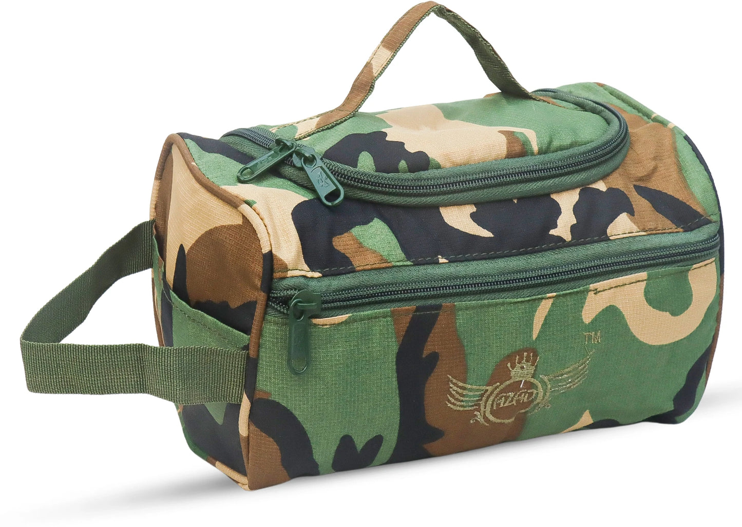 AZAD GEARS ARMY SHAVING BAG BOX WITH 1 COMPARTMENT AND 2 POCKETS FOR TREKKING AND TRAVELLING | ARMY TRAVEL SHAVING KIT & BAGS | MEN & WOMEN |ARMY POLYESTER CAMOUFLAGE| FREE SIZE