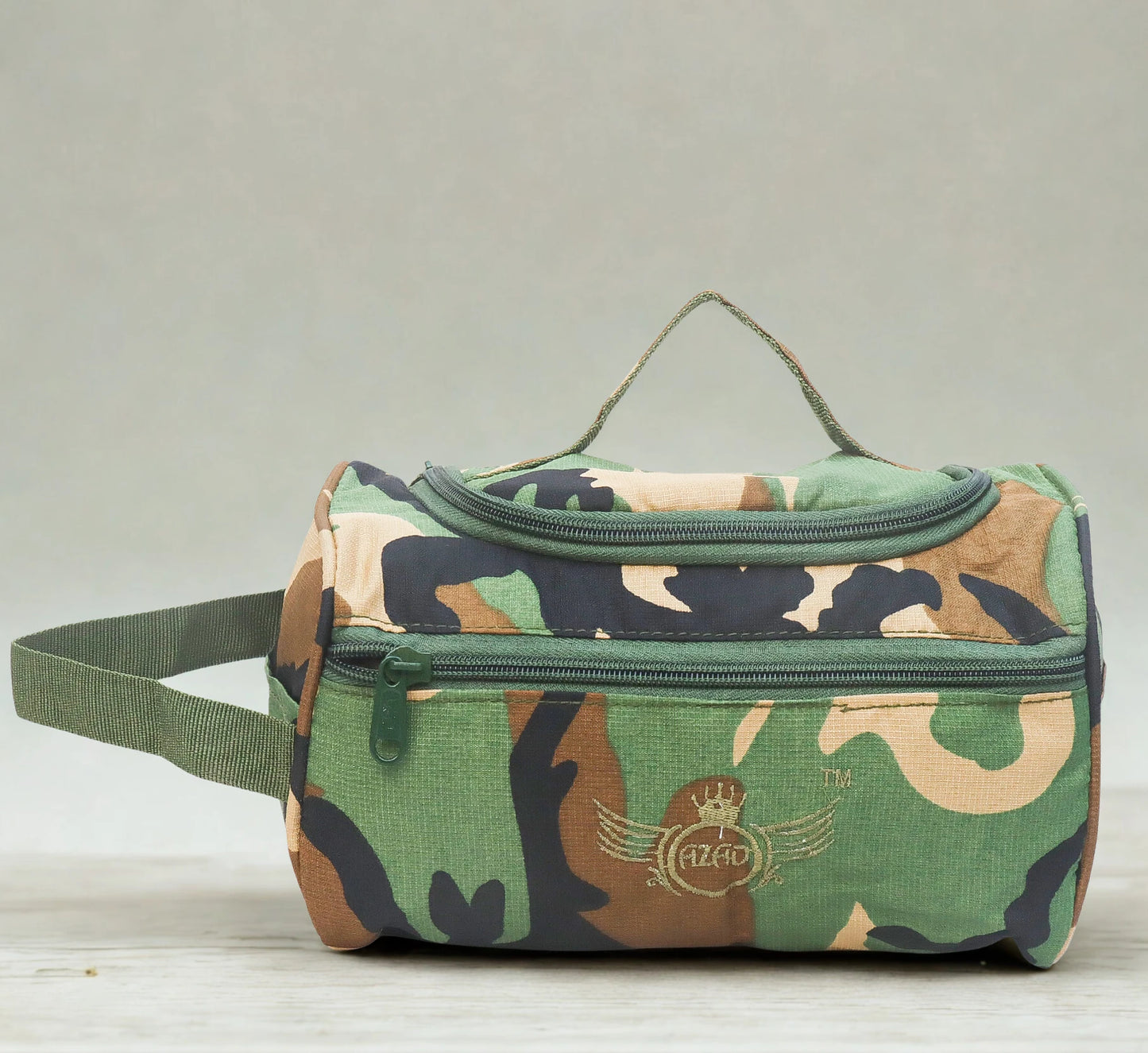AZAD GEARS ARMY SHAVING BAG BOX WITH 1 COMPARTMENT AND 2 POCKETS FOR TREKKING AND TRAVELLING | ARMY TRAVEL SHAVING KIT & BAGS | MEN & WOMEN |ARMY POLYESTER CAMOUFLAGE| FREE SIZE