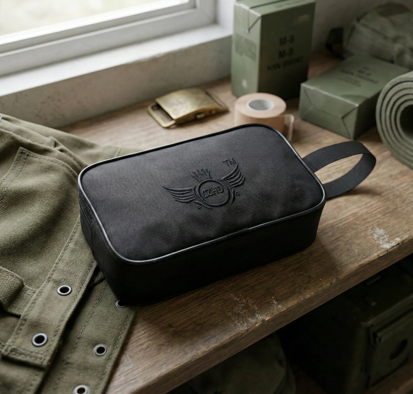 AZAD GEARS ARMY JOSH SHAVING KIT WITH 3 COMPARTMENTS AND 1 POCKET FOR TREKKING AND TRAVELLING | ARMY TRAVEL SHAVING KIT & BAGS | MEN & WOMEN |ARMY BLACK| FREE SIZE