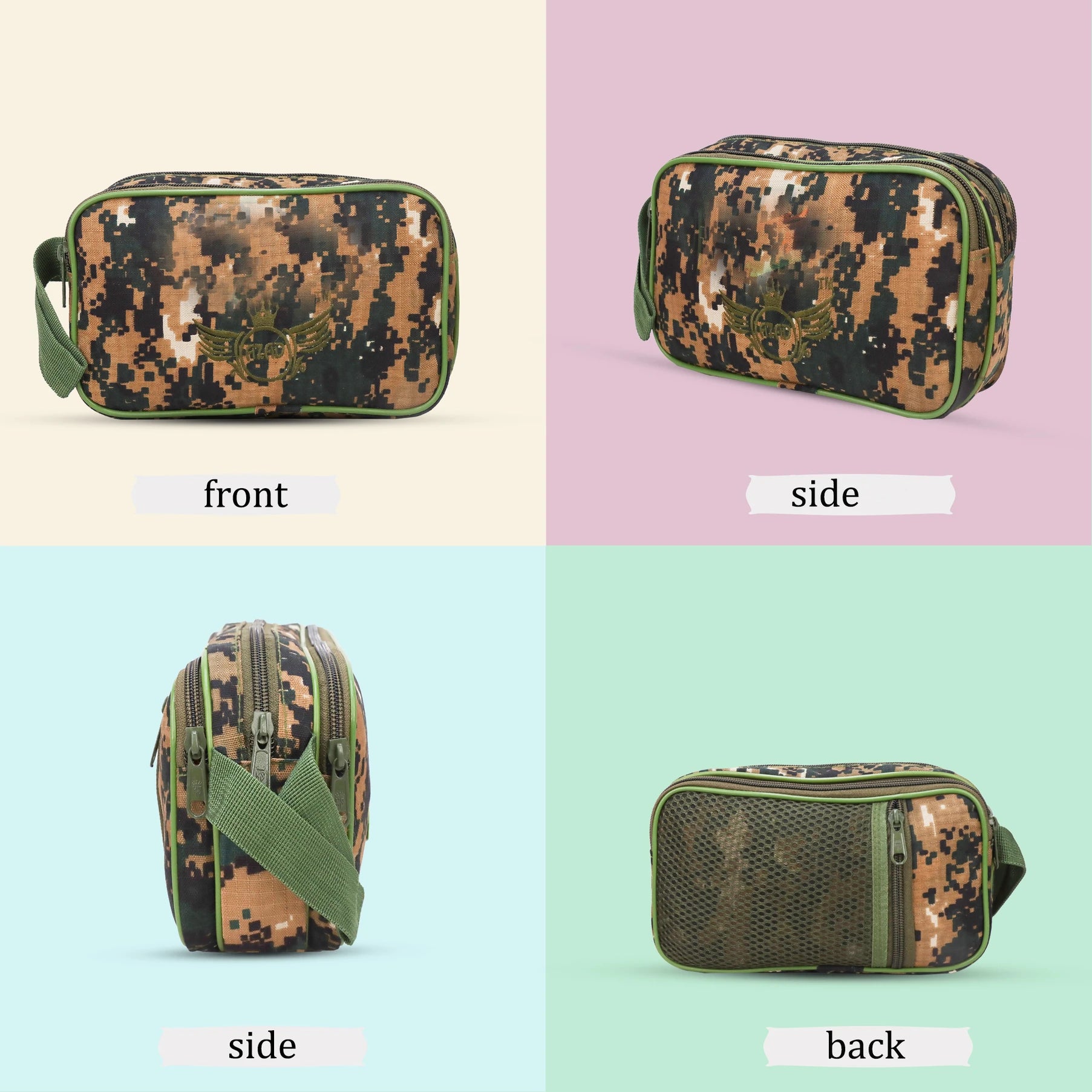 AZAD GEARS ARMY JOSH SHAVING KIT WITH 3 COMPARTMENTS AND 1 POCKET FOR TREKKING AND TRAVELLING | ARMY TRAVEL SHAVING KIT & BAGS | MEN & WOMEN |ARMY COBRA| FREE SIZE