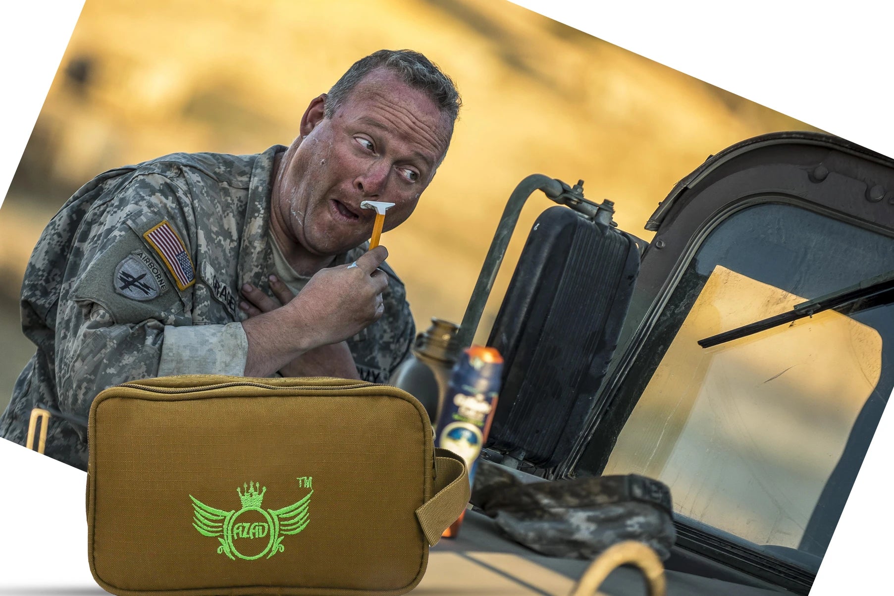 AZAD GEARS ARMY JOSH SHAVING KIT WITH 3 COMPARTMENTS AND 1 POCKET FOR TREKKING AND TRAVELLING | ARMY TRAVEL SHAVING KIT & BAGS | MEN & WOMEN |ARMY LITE GREEN| FREE SIZE