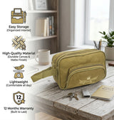 AZAD GEARS ARMY ULTIMATE SHAVING KIT WITH 3 COMPARTMENTS AND 1 POCKET FOR TREKKING AND TRAVELLING | ARMY TRAVEL SHAVING KIT & BAGS | MEN & WOMEN |ARMY LITE GREEN| FREE SIZE