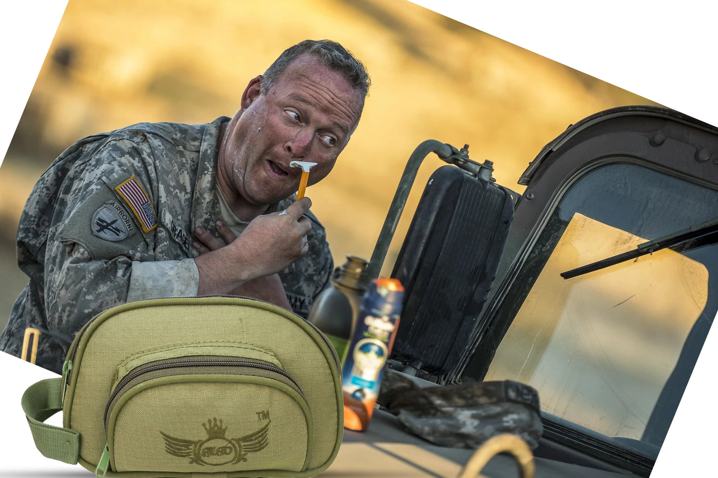 AZAD GEARS ARMY ULTIMATE SHAVING KIT WITH 3 COMPARTMENTS AND 1 POCKET FOR TREKKING AND TRAVELLING | ARMY TRAVEL SHAVING KIT & BAGS | MEN & WOMEN |ARMY GREEN| FREE SIZE
