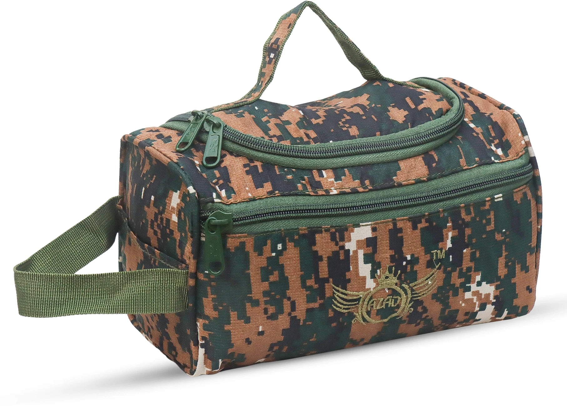 AZAD GEARS ARMY SHAVING BAG BOX WITH 1 COMPARTMENT AND 2 POCKETS FOR TREKKING AND TRAVELLING | ARMY TRAVEL SHAVING KIT & BAGS | MEN & WOMEN |ARMY GREEN| FREE SIZE