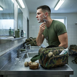 AZAD GEARS ARMY ULTIMATE SHAVING KIT WITH 3 COMPARTMENTS AND 1 POCKET FOR TREKKING AND TRAVELLING | ARMY TRAVEL SHAVING KIT & BAGS | MEN & WOMEN |ARMY WOODLAND CAMOUFLAGE| FREE SIZE