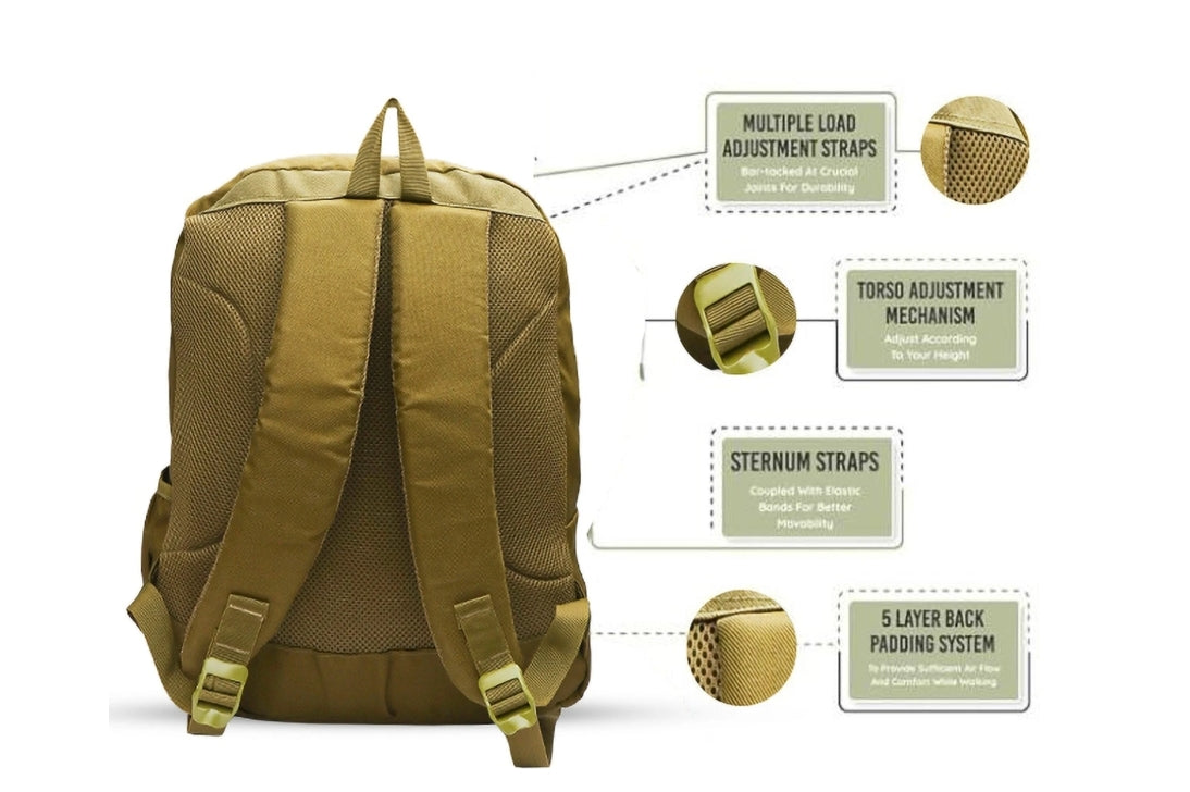 AZAD GEARS ARMY SHOT GUN 40 LTR BACKPACK WITH EXTRA SPACE WITH 2 COMPARTMENTS AND 5 POCKETS FOR TREKKING AND TRAVELLING |MEN & WOMEN | ARMY LITE GREEN | FREE SIZE