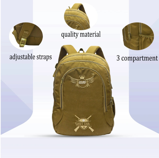 AZAD GEARS ARMY SHOT GUN 40 LTR BACKPACK WITH EXTRA SPACE WITH 2 COMPARTMENTS AND 5 POCKETS FOR TREKKING AND TRAVELLING |MEN & WOMEN | ARMY LITE GREEN | FREE SIZE