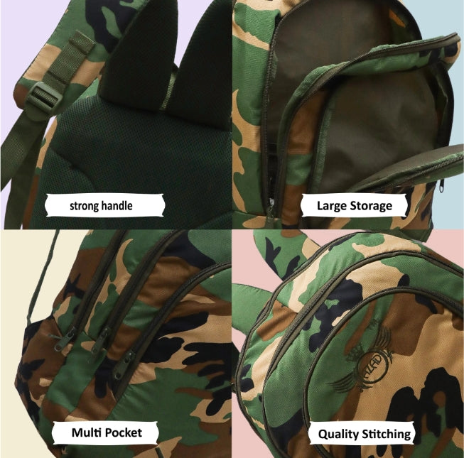 AZAD GEARS ARMY SHOT GUN 40 LTR BACKPACK WITH EXTRA SPACE WITH 2 COMPARTMENTS AND 5 POCKETS FOR TREKKING AND TRAVELLING |MEN & WOMEN | ARMY UNO | FREE SIZE