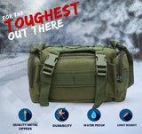 AZAD GEARS ARMY WAIST BAGS FOR CASUAL WITH EXTRA SPACE WITH 1 COMPARTMENT AND 3 POCKETS FOR TREKKING AND TRAVELLING | ARMY WAIST BAGS WITH SHOULDER STRAP | MEN & WOMEN | ARMY GREEN | FREE SIZE