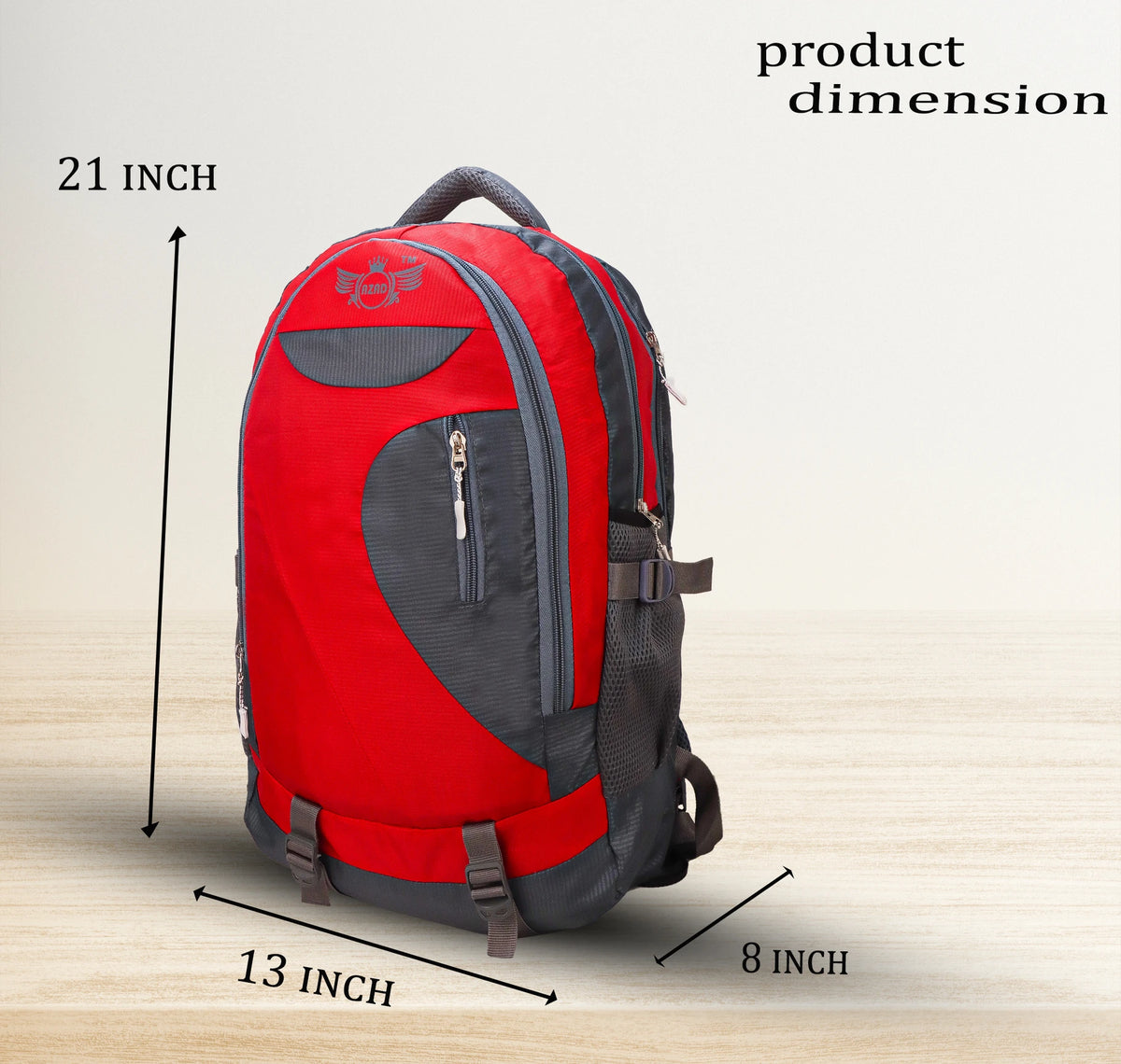 AZAD GEARS CIVIL LITE WEIGHT 40 LTR BACKPACK WITH EXTRA SPACE WITH 2 COMPARTMENTS AND 2 POCKETS FOR TREKKING AND TRAVELLING |MEN & WOMEN | SIDE CHAIN RED | FREE SIZE