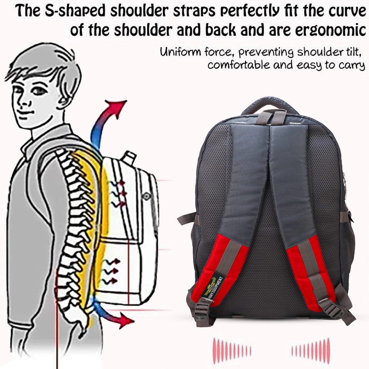 AZAD GEARS CIVIL LITE WEIGHT 40 LTR BACKPACK WITH EXTRA SPACE WITH 2 COMPARTMENTS AND 2 POCKETS FOR TREKKING AND TRAVELLING |MEN & WOMEN | SIDE CHAIN RED | FREE SIZE
