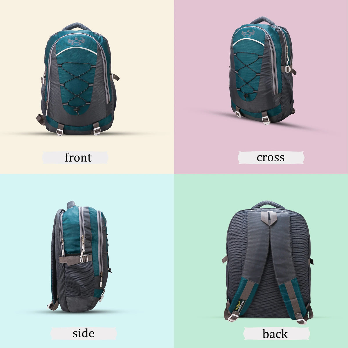 AZAD GEARS CIVIL LITE WEIGHT 40 LTR BACKPACK WITH EXTRA SPACE WITH 2 COMPARTMENTS AND 2 POCKETS FOR TREKKING AND TRAVELLING |MEN & WOMEN | SIDE CHAIN SEA GREEN | FREE SIZE