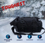 AZAD GEARS ARMY WAIST BAGS FOR CASUAL WITH EXTRA SPACE WITH 1 COMPARTMENT AND 3 POCKETS FOR TREKKING AND TRAVELLING | ARMY WAIST BAGS WITH SHOULDER STRAP | MEN & WOMEN | ARMY BLACK | FREE SIZE