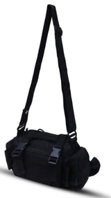 AZAD GEARS ARMY WAIST BAGS FOR CASUAL WITH EXTRA SPACE WITH 1 COMPARTMENT AND 3 POCKETS FOR TREKKING AND TRAVELLING | ARMY WAIST BAGS WITH SHOULDER STRAP | MEN & WOMEN | ARMY BLACK | FREE SIZE