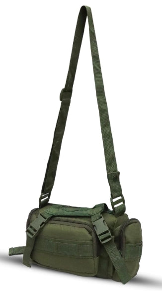 AZAD GEARS ARMY WAIST BAGS FOR CASUAL WITH EXTRA SPACE WITH 1 COMPARTMENT AND 3 POCKETS FOR TREKKING AND TRAVELLING | ARMY WAIST BAGS WITH SHOULDER STRAP | MEN & WOMEN | ARMY CAMOUFALGE | FREE SIZE