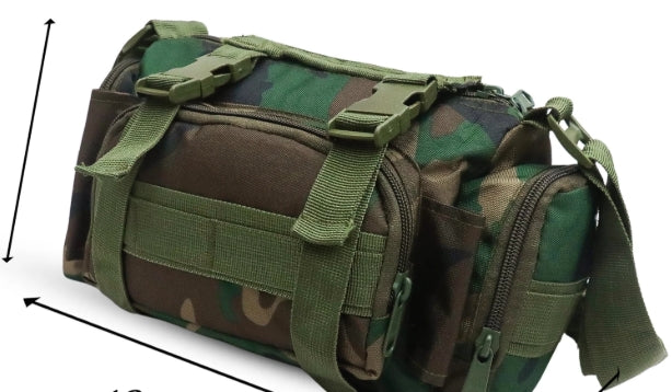AZAD GEARS ARMY WAIST BAGS FOR CASUAL WITH EXTRA SPACE WITH 1 COMPARTMENT AND 3 POCKETS FOR TREKKING AND TRAVELLING | ARMY WAIST BAGS WITH SHOULDER STRAP | MEN & WOMEN | ARMY GREEN CAMOUFLAGE | FREE SIZE