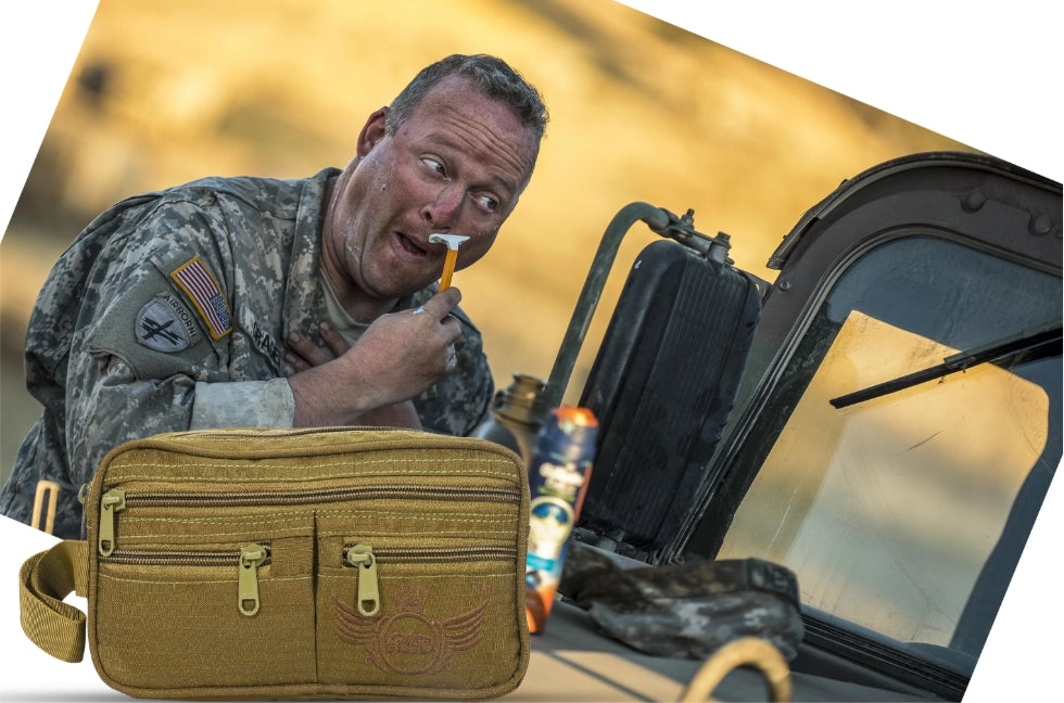 AZAD GEARS ARMY SIACHEN SHAVING KIT WITH 2 COMPARTMENTS AND 2 POCKETS GOR TREKKING AND TRAVELLING | ARMY TRAVEL SHAVING KIT & BAGS | MEN & WOMEN |ARMY LITE GREEN| FREE SIZE