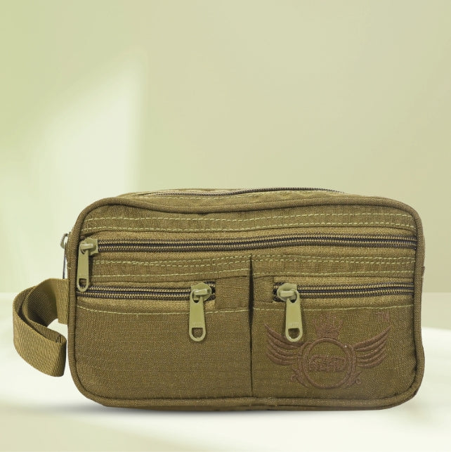 AZAD GEARS ARMY SIACHEN SHAVING KIT WITH 2 COMPARTMENTS AND 2 POCKETS GOR TREKKING AND TRAVELLING | ARMY TRAVEL SHAVING KIT & BAGS | MEN & WOMEN |ARMY LITE GREEN| FREE SIZE