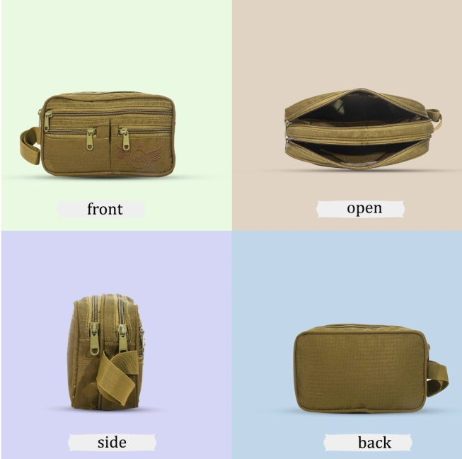 AZAD GEARS ARMY SIACHEN SHAVING KIT WITH 2 COMPARTMENTS AND 2 POCKETS GOR TREKKING AND TRAVELLING | ARMY TRAVEL SHAVING KIT & BAGS | MEN & WOMEN |ARMY LITE GREEN| FREE SIZE