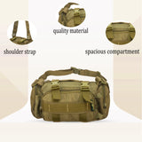 AZAD GEARS ARMY WAIST BAGS FOR CASUAL WITH EXTRA SPACE WITH 1 COMPARTMENT AND 3 POCKETS FOR TREKKING AND TRAVELLING | ARMY WAIST BAGS WITH SHOULDER STRAP | MEN & WOMEN | ARMY LITE GREEN | FREE SIZE
