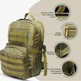 AZAD GEARS ARMY RIDER 35 LTR BACKPACK WITH EXTRA SPACE WITH 1 COMPARTMENT AND 5 POCKETS FOR TREKKING AND TRAVELLING | MEN & WOMEN | ARMY LITE GREEN | FREE SIZE