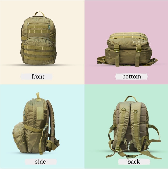 AZAD GEARS ARMY RIDER 35 LTR BACKPACK WITH EXTRA SPACE WITH 1 COMPARTMENT AND 5 POCKETS FOR TREKKING AND TRAVELLING | MEN & WOMEN | ARMY LITE GREEN | FREE SIZE