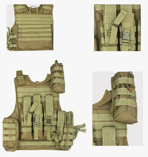 AZAD GEARS ARMY TECTICAL HARNESS VEST FOR ARY WITH STUFF ORGANIZER AND POUCHES| MEN & WOMEN | ARMY LITE GREEN | FREE SIZE