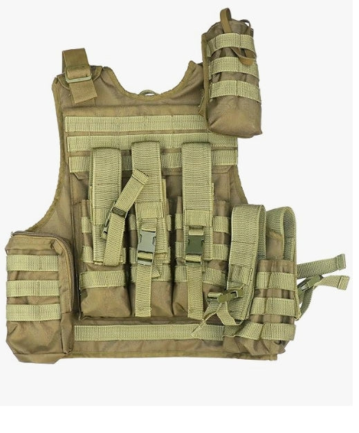 AZAD GEARS ARMY TECTICAL HARNESS VEST FOR ARY WITH STUFF ORGANIZER AND POUCHES| MEN & WOMEN | ARMY LITE GREEN | FREE SIZE