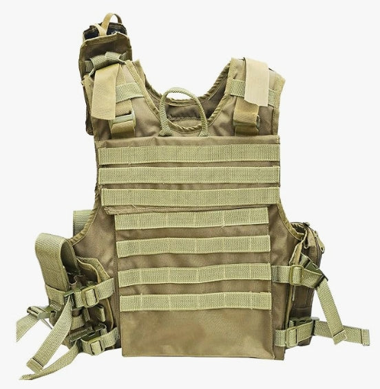 AZAD GEARS ARMY TECTICAL HARNESS VEST FOR ARY WITH STUFF ORGANIZER AND POUCHES| MEN & WOMEN | ARMY LITE GREEN | FREE SIZE