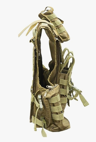 AZAD GEARS ARMY TECTICAL HARNESS VEST FOR ARY WITH STUFF ORGANIZER AND POUCHES| MEN & WOMEN | ARMY LITE GREEN | FREE SIZE