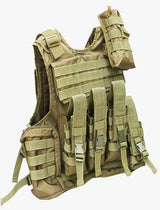 AZAD GEARS ARMY TECTICAL HARNESS VEST FOR ARY WITH STUFF ORGANIZER AND POUCHES| MEN & WOMEN | ARMY LITE GREEN | FREE SIZE