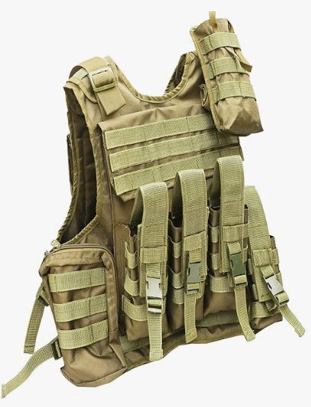 AZAD GEARS ARMY TECTICAL HARNESS VEST FOR ARY WITH STUFF ORGANIZER AND POUCHES| MEN & WOMEN | ARMY LITE GREEN | FREE SIZE