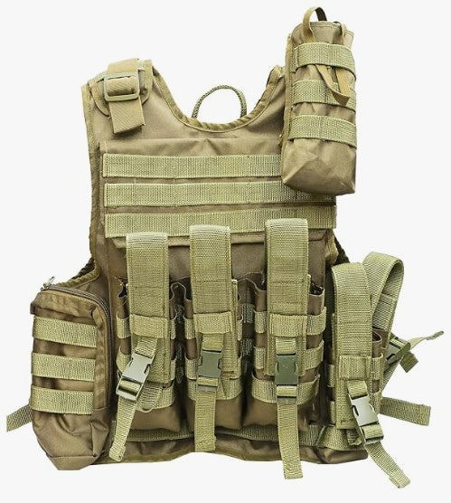 AZAD GEARS ARMY TECTICAL HARNESS VEST FOR ARY WITH STUFF ORGANIZER AND POUCHES| MEN & WOMEN | ARMY LITE GREEN | FREE SIZE