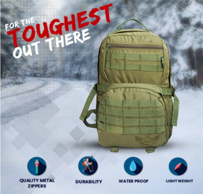AZAD GEARS ARMY RIDER 35 LTR BACKPACK WITH EXTRA SPACE WITH 1 COMPARTMENT AND 5 POCKETS FOR TREKKING AND TRAVELLING | MEN & WOMEN | ARMY GREEN | FREE SIZE