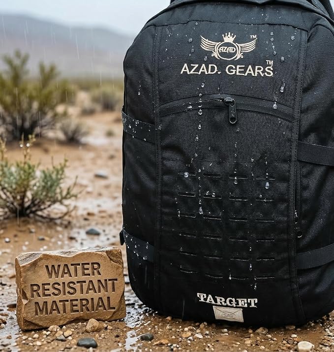 AZAD GEARS ARMY TARGET 90 LTR BACKPACK WITH EXTRA SPACE WITH 3 COMPARTMENT AND 5 POCKETS FOR TREKKING AND TRAVELLING | MEN & WOMEN | ARMY BLACK| FREE SIZE