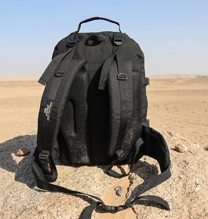 AZAD GEARS ARMY TARGET 90 LTR BACKPACK WITH EXTRA SPACE WITH 3 COMPARTMENT AND 5 POCKETS FOR TREKKING AND TRAVELLING | MEN & WOMEN | ARMY BLACK| FREE SIZE