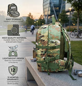 AZAD GEARS ARMY TARGET 90 LTR BACKPACK WITH EXTRA SPACE WITH 3 COMPARTMENT AND 5 POCKETS FOR TREKKING AND TRAVELLING | MEN & WOMEN | ARMY U.S. PRINT CAMOUFLAGE| FREE SIZE