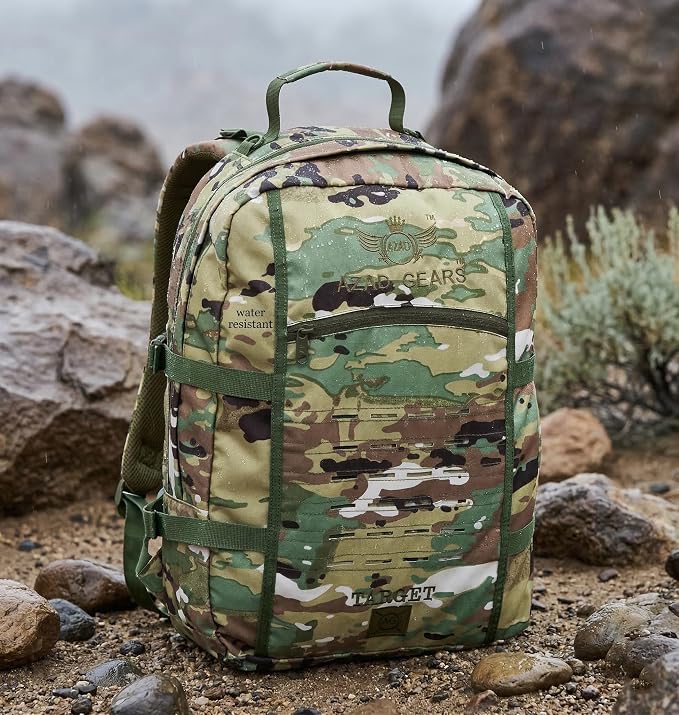 AZAD GEARS ARMY TARGET 90 LTR BACKPACK WITH EXTRA SPACE WITH 3 COMPARTMENT AND 5 POCKETS FOR TREKKING AND TRAVELLING | MEN & WOMEN | ARMY U.S. PRINT CAMOUFLAGE| FREE SIZE
