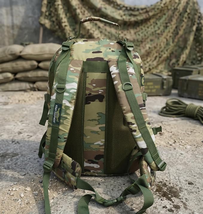 AZAD GEARS ARMY TARGET 90 LTR BACKPACK WITH EXTRA SPACE WITH 3 COMPARTMENT AND 5 POCKETS FOR TREKKING AND TRAVELLING | MEN & WOMEN | ARMY U.S. PRINT CAMOUFLAGE| FREE SIZE
