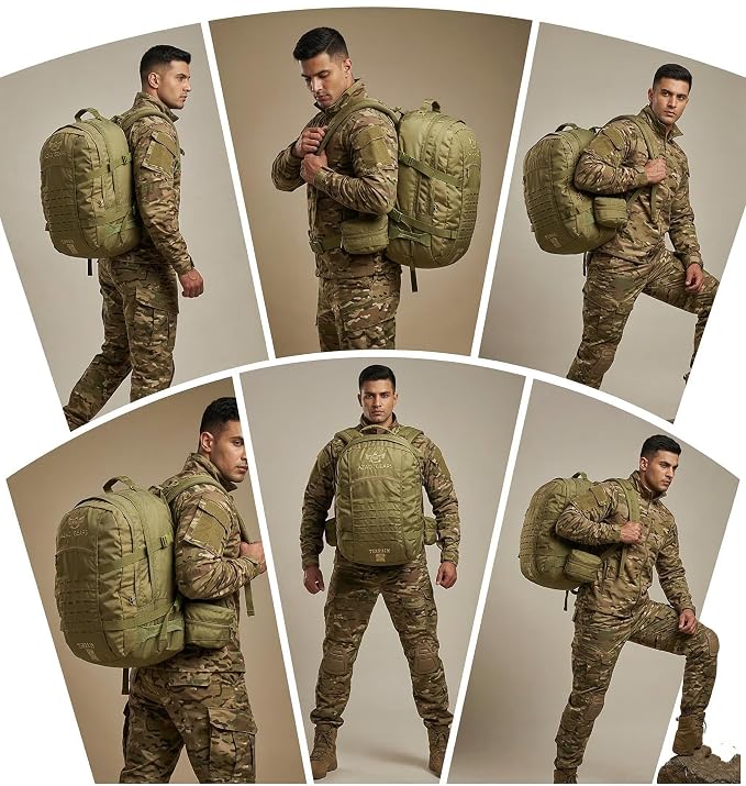 AZAD GEARS ARMY TARGET 90 LTR BACKPACK WITH EXTRA SPACE WITH 3 COMPARTMENT AND 5 POCKETS FOR TREKKING AND TRAVELLING | MEN & WOMEN | ARMY LITE GREEN| FREE SIZE