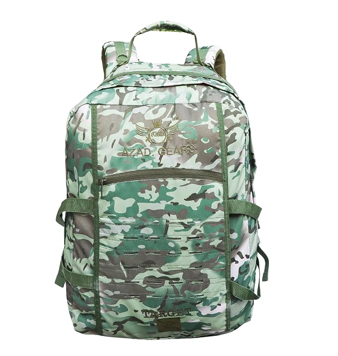 AZAD GEARS ARMY TARGET 90 LTR BACKPACK WITH EXTRA SPACE WITH 3 COMPARTMENT AND 5 POCKETS FOR TREKKING AND TRAVELLING | MEN & WOMEN | ARMY LITE GREEN| FREE SIZE