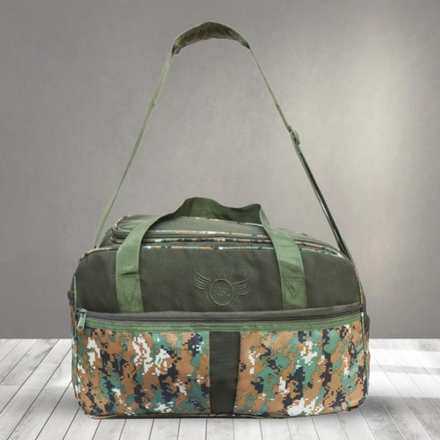 AZAD GEARS ARMY TAVA DUFFLE BAG 75 LTR WITH EXTRA PACE BIG SIDE POCKETS AND PROTECTED BASE FOR TREKKING AND TRAVELLING | MEN & WOMEN | ARMY GREEN CAMOUFLAGE| LARGE CAPACITY