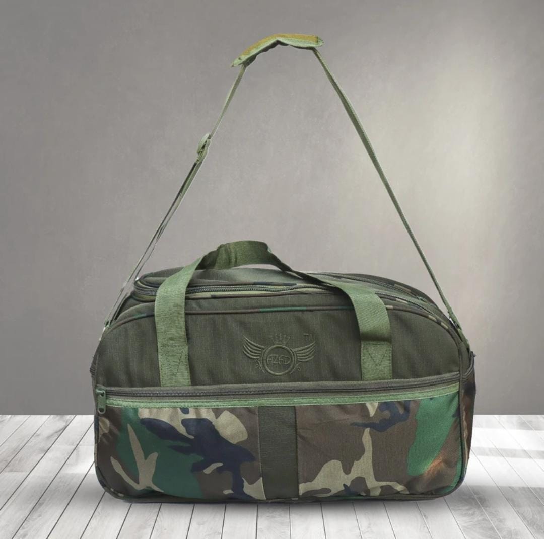 AZAD GEARS ARMY TAVA DUFFLE BAG 75 LTR WITH EXTRA PACE BIG SIDE POCKETS AND PROTECTED BASE FOR TREKKING AND TRAVELLING | MEN & WOMEN | ARMY WOODLAND CAMOUFLAGE | LARGE CAPACITY