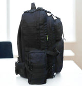 AZAD GEARS ARMY WAAR 70 LTR BACKPACK WITH EXTRA SPACE WITH 3 COMPARTMENT AND 5 POCKETS AND DETACHABLE SLING BAG FOR TREKKING AND TRAVELLING | MEN & WOMEN | ARMY BLACK| FREE SIZE