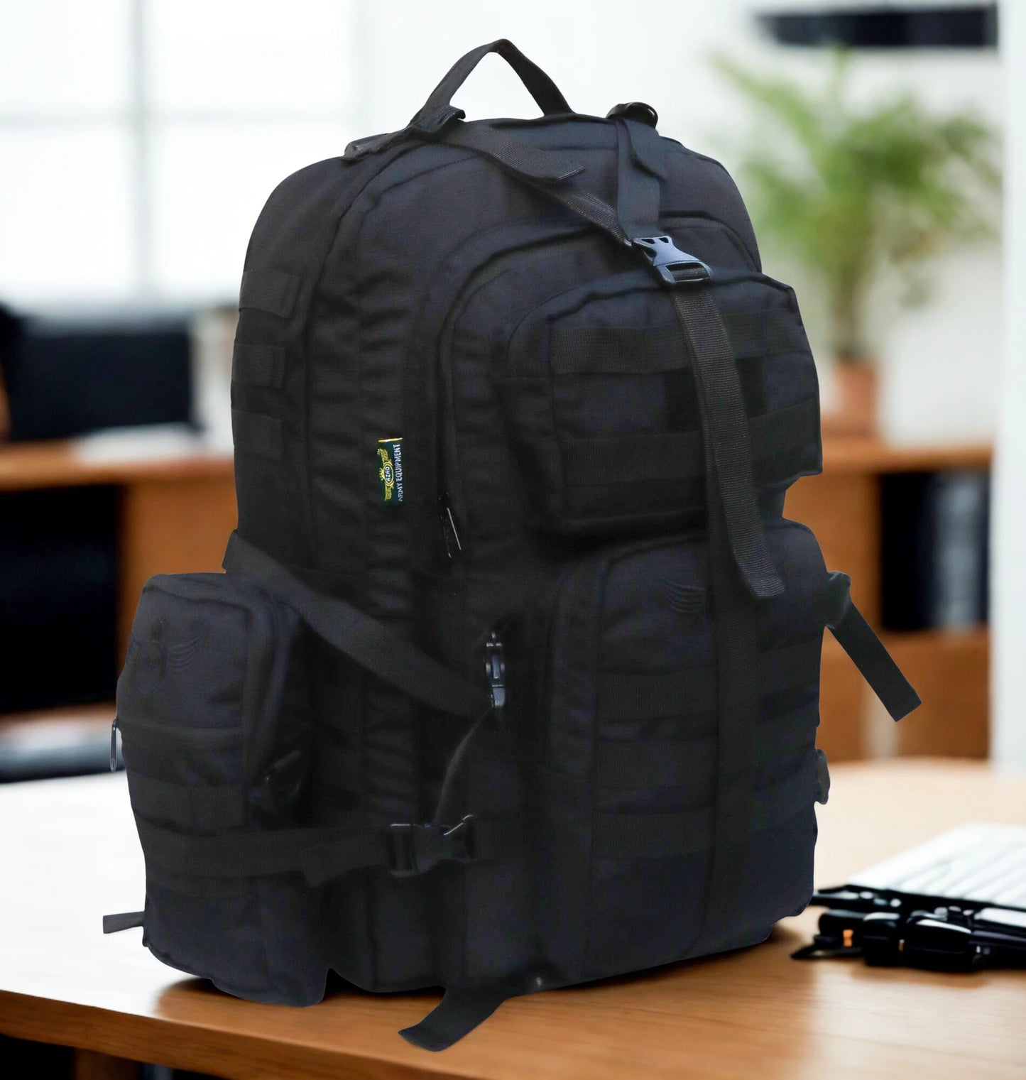 AZAD GEARS ARMY WAAR 70 LTR BACKPACK WITH EXTRA SPACE WITH 3 COMPARTMENT AND 5 POCKETS AND DETACHABLE SLING BAG FOR TREKKING AND TRAVELLING | MEN & WOMEN | ARMY BLACK| FREE SIZE