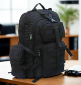 AZAD GEARS ARMY WAAR 70 LTR BACKPACK WITH EXTRA SPACE WITH 3 COMPARTMENT AND 5 POCKETS AND DETACHABLE SLING BAG FOR TREKKING AND TRAVELLING | MEN & WOMEN | ARMY BLACK| FREE SIZE
