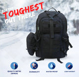 AZAD GEARS ARMY WAAR 70 LTR BACKPACK WITH EXTRA SPACE WITH 3 COMPARTMENT AND 5 POCKETS AND DETACHABLE SLING BAG FOR TREKKING AND TRAVELLING | MEN & WOMEN | ARMY BLACK| FREE SIZE