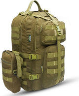 AZAD GEARS ARMY WAAR 70 LTR BACKPACK WITH EXTRA SPACE WITH 3 COMPARTMENT AND 5 POCKETS AND DETACHABLE SLING BAG FOR TREKKING AND TRAVELLING | MEN & WOMEN | ARMY LITE GREEN| FREE SIZE