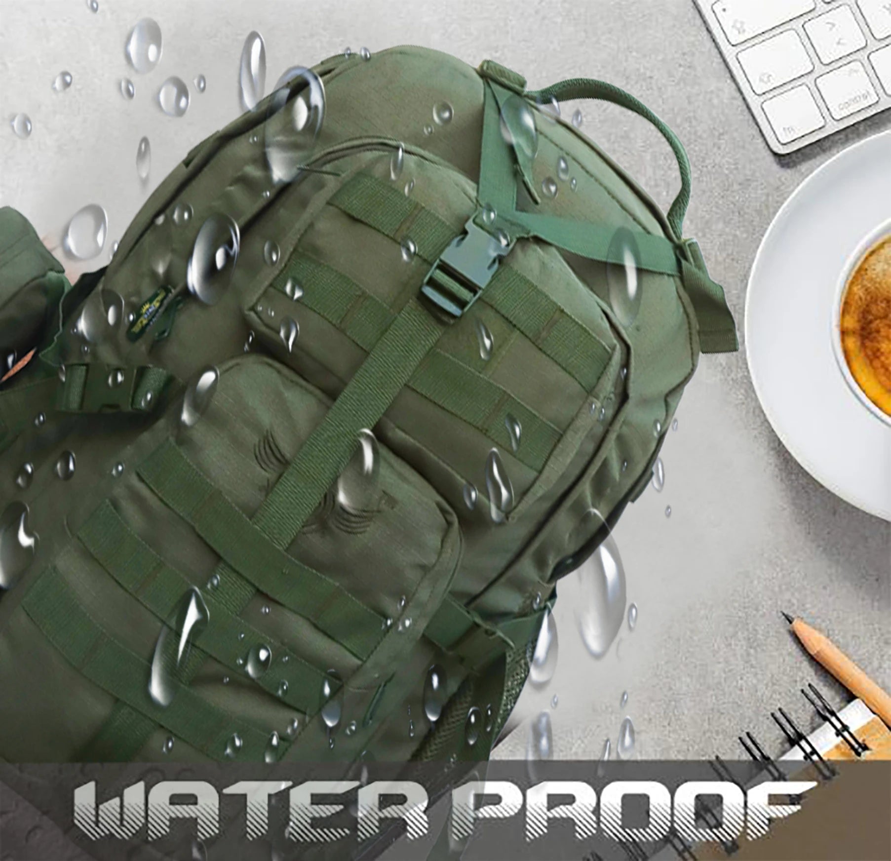 AZAD GEARS ARMY WAAR 70 LTR BACKPACK WITH EXTRA SPACE WITH 3 COMPARTMENT AND 5 POCKETS AND DETACHABLE SLING BAG FOR TREKKING AND TRAVELLING | MEN & WOMEN | ARMY GREEN| FREE SIZE