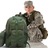 AZAD GEARS ARMY WAAR 70 LTR BACKPACK WITH EXTRA SPACE WITH 3 COMPARTMENT AND 5 POCKETS AND DETACHABLE SLING BAG FOR TREKKING AND TRAVELLING | MEN & WOMEN | ARMY GREEN| FREE SIZE